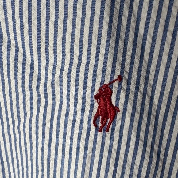 Polo by Ralph Lauren Men's Navy and White Striped Shirt - Picture 3 of 5
